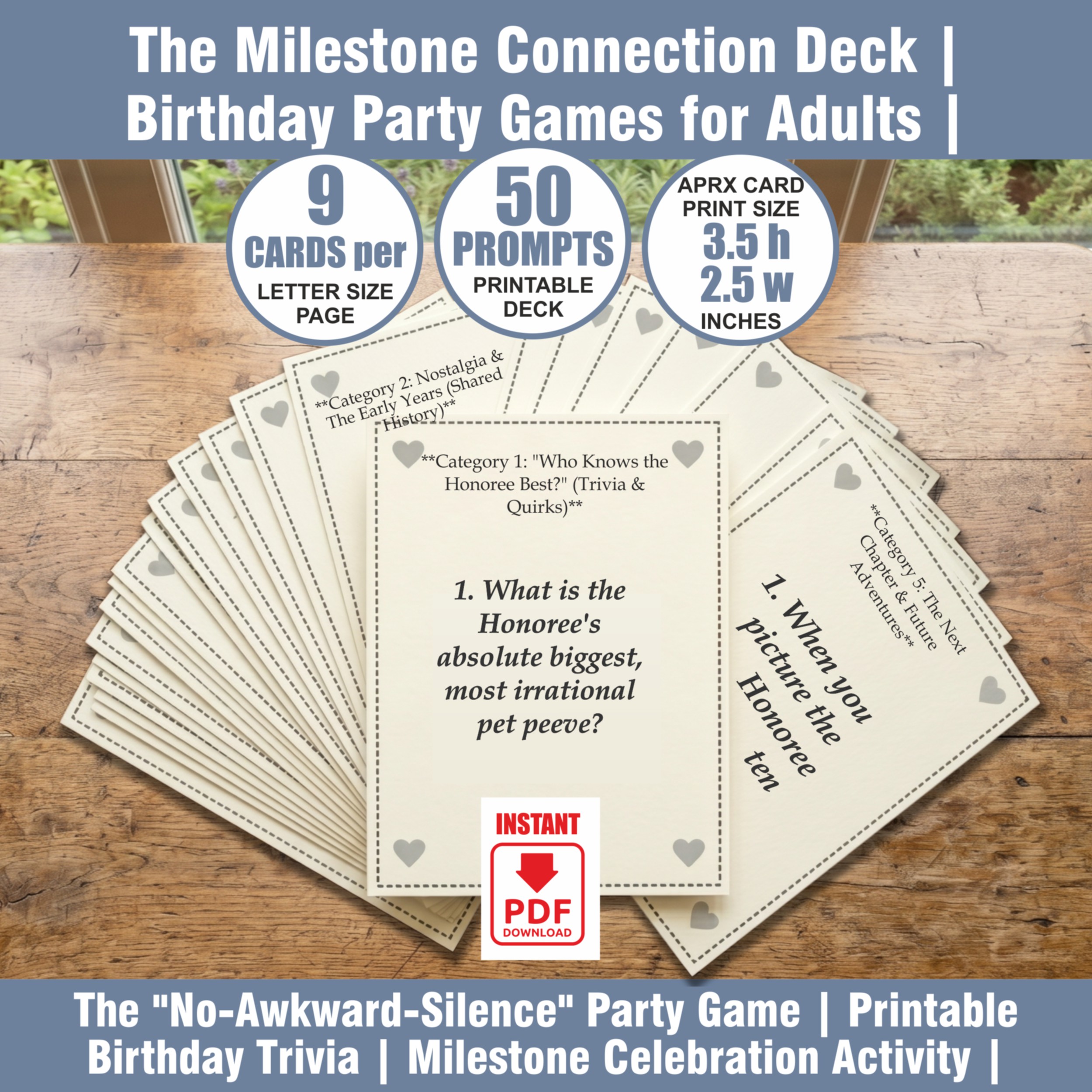 The Milestone Connection Deck | Birthday Party Games for Adults | Milestone Birthday Icebreaker